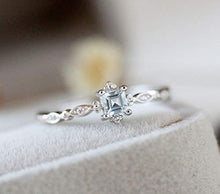 Load image into Gallery viewer, Greendou Fashion Jewelry 925 Sterling Silver Dainty Blue Crystal Ring for Women Simple Style Square Engagement Finger Ring Ladies Fashion Jewelry (6)
