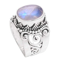 Load image into Gallery viewer, NOVICA Rainbow Moonstone .925 Sterling Silver Cocktail Ring, Glorious Vines'
