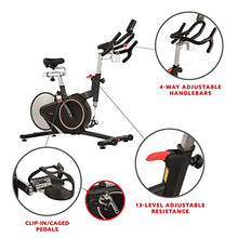 Load image into Gallery viewer, Sunny Health &amp; Fitness Magnetic Rear Belt Drive Indoor Cycling Bike with RPM Cadence Sensor - SF-B1709, Black
