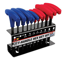 Load image into Gallery viewer, Performance Tool W80277 SAE/Metric T-Handle Hex Key Tool Set for Workshops and Garages, Red/Blue, 10 Pieces
