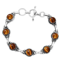 Load image into Gallery viewer, Tiger Eye Bracelet 925 Silver Overlay Handmade Boho Style Jewelry
