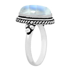 Load image into Gallery viewer, Moonstone Ring Size 7 925 Silver Overlay Vintage Style Handmade Solitaire Ring
