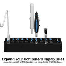 Load image into Gallery viewer, Sabrent 10-Port 60W USB 3.0 Hub + Mini Travel 2.4GHz Wireless Mouse with Nano Receiver
