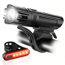 Load image into Gallery viewer, Ascher Ultra Bright USB Rechargeable Bike Light Set, Powerful Bicycle Front Headlight and Back Taillight, 4 Light Modes, Easy to Install for Men Women Kids Road Mountain Cycling
