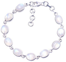 Load image into Gallery viewer, Natural Rainbow Moonstone 925 Sterling Silver Bracelet 6 3/4 - 8" Q2820
