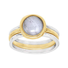 Load image into Gallery viewer, Silpada 'in Good Campanile' Stacking Rings with Natural Blue Lace Agate in Sterling Silver &amp; Brass, Size 9
