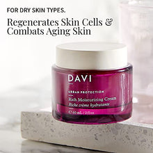 Load image into Gallery viewer, DAVI Rich Moisturizing Cream with Blue Light Protection | Daily Hydrating Face Moisturizer for Dry Skin | Anti-Aging | All Natural | Non-GMO | Paraben-Free | Cruelty-Free | 2.0 Fl Oz Jar

