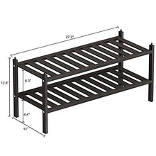 Load image into Gallery viewer, Qompaxs 2 Tier Shoe Rack Organizers, Premium Shoe Organizer or closet storage shelf, Perfect shoe rack for Entryway, Shoe Cubby, Bathroom, Hallway, Closet or Living Room (Black)
