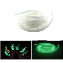 Load image into Gallery viewer, Museya Sports Shoelace Luminous Fluorescent Flat Shoelaces White Tennis Shoe Laces Elastic Shoe Laces 1Pairs
