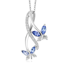 Load image into Gallery viewer, Gem Stone King Blue Tanzanite 925 Sterling Silver Butterfly Infinity Pendant Necklace 1.21 Ct Marquise Cut Gemstone Birthstone with 18 Inch Silver Chain
