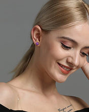 Load image into Gallery viewer, Jewever Genuine Amethyst Crystal Stud Earrings for Women 925 Sterling Silver Round 8mm Gift Jewelry
