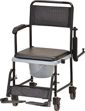 Load image into Gallery viewer, NOVA Medical Products Drop Arm (for Easy User Transfer) Transport Chair Commode, Rolling with Locking Wheels &amp; Removable Padded Seat, Hammertone
