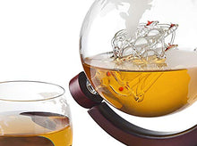 Load image into Gallery viewer, Whiskey Decanter Globe Set with 4 Etched Globe Whisky Glasses - for Liquor, Scotch, Bourbon, Vodka - 850ml
