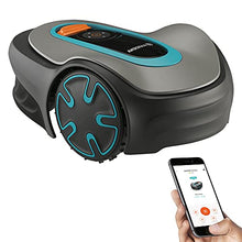 Load image into Gallery viewer, GARDENA SILENO Minimo - Fully automatic robotic lawnmower with Bluetooth App, quietest in the market, boundary wire included, for lawns up to 2700 sq. ft, Gray
