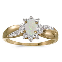 Load image into Gallery viewer, Direct-Jewelry 14k Yellow Gold Oval Opal and Diamond Ring (Size 7)
