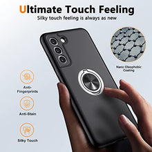 Load image into Gallery viewer, Temdan Samsung Galaxy S21 FE Case, [Military Grade Drop Protection] Slim Fit Shockproof Protective Cover with 360° Rotatable Magnetic Ring Holder Kickstand Compatible with Samsung S21 FE Case 5G,Black
