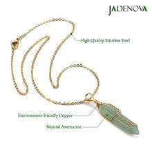 Load image into Gallery viewer, JADENOVA Full Wire Wrapped Energy Healing Crystal Gemstone Pendant Necklace 18" Stainless Steel Chain（Natural Aventurine）
