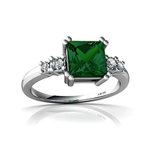 Load image into Gallery viewer, 14kt Rose Gold Lab Emerald and Diamond 6mm Square Art Deco Ring - Size 8

