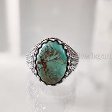 Load image into Gallery viewer, Tibetan Turquoise Ring, Silver Jewelry, 925 Silver Ring, Father's Day, AAA Natural Turquoise, December Birthstone Ring, Heavy Mens Ring, Spiritual Healing Gemstone, Christmas, Signet Mens Ring
