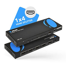 Load image into Gallery viewer, 4K 1x4 HDMI Splitter by OREI - 1 Port to 4 HDMI Display Duplicate/Mirror - Powered Splitter Ver 1.4 Certified for Full HD 1080P High Resolution &amp; 3D Support (One Input To Four Outputs) - HD-104 Black
