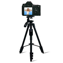 Load image into Gallery viewer, Fugetek 54" Tripod, Works with Phone &amp; Camera, Use for Facetime, Video Calls, Teaching, Lightweight Aluminum, Removable Bluetooth Remote, Mount Smartphone, DSLR, Compatible with Apple Android, Black
