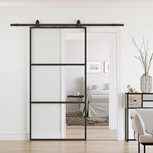 Load image into Gallery viewer, SMARTSTANDARD 42in x 84in Glass Sliding Barn Door with 7ft Top Mount Barn Door Hardware Kit &amp; Soft Close Mechanism, Interior Clear Tempered Glass Carbon Steel Frame, Easy to Assemble
