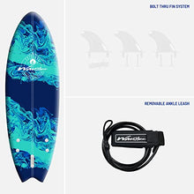 Load image into Gallery viewer, Wavestorm -Soft Top Foam 5'6" Surfboard/Fish Swallow Tail Surfboard for Beginners and All Surfing Levels Youth Complete Set Includes Leash and Multiple Fins, Blue Marble, (AZ22-WSSW560-BLU)

