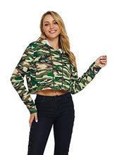 Load image into Gallery viewer, Crop Top Hoodie for Women Long Sleeve Crop Top Sweatshirt Pullover Hooded Sweatshirt(M, Camouflage)
