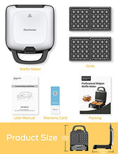 Load image into Gallery viewer, Elechomes Belgian Waffle Maker with Removable Plates, Easy to Use and Dishwasher Safe, Non-Stick, 2-Slices, Cord-Storage, Premium Stainless Steel

