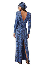 Load image into Gallery viewer, PETER DUNDAS Jersey Long Sleeve Blue Python Dress
