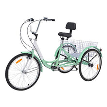 Load image into Gallery viewer, MOPHOTO Adult Tricycles 7 Speed 24/26 Inch Three Wheel Bike Cruiser Trike with Low-Step Through Frame/Large Basket/Backrest Saddle for Men, Women, Seniors
