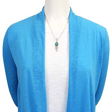Load image into Gallery viewer, Feather Matrix Turquoise Pendant Necklace 20" Sterling Silver 925 Genuine Gemstones (20", Teal/Matrix Turquoise)
