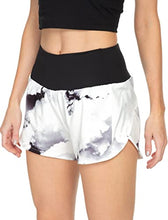 Load image into Gallery viewer, Rrosseyz Athletic Shorts for Women with Liner High Waisted, Womens Sports Shorts with Back Zipper Pocket for Running Gym- 4"(Ink Splash White, Large)
