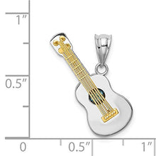 Load image into Gallery viewer, 14k Two Tone Yellow Gold Blue Topaz .35bt Guitar Pendant Charm Necklace Gemstone Musical Man Fine Jewelry For Dad Mens Gifts For Him
