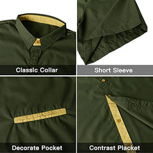 Load image into Gallery viewer, Ranberone Mens Casual Cotton Short Sleeve Dress Shirt Slim Fit Contrast Collar Button Down Shirts(Olive Green,Large)
