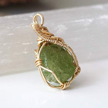 Load image into Gallery viewer, Raw Peridot Crystal Reversible Necklace 14k Gold Filled - 18 inch Chain - Green Gemstone Pendant - August Birthstone Jewelry For Women
