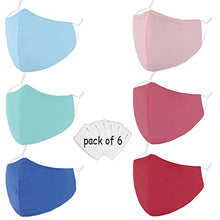 Load image into Gallery viewer, Washable Cloth Face Masks for Women, Reusable Breathable Printed Stylish Face Mask with Filter Pocket, Adjustable Ear Loops, Fashionable Cute Designer Mask for Adults 6 PACK
