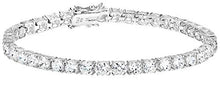 Load image into Gallery viewer, Amazon Essentials Platinum Plated Sterling Silver Round Cut Cubic Zirconia Tennis Bracelet (4mm), 7.5"
