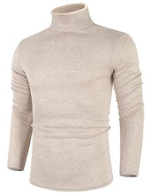 Load image into Gallery viewer, Poriff Men's Casual Slim Fit Long Sleeve Tops T-Shirt Knitted Pullover Turtleneck Sweater Khaki S
