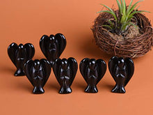 Load image into Gallery viewer, AMOYSTONE Angel Obsidian Gemstone Rock Crystals Pocket Guardian Angel Healing Statues 6PCS 1.5" Black
