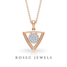 Load image into Gallery viewer, Minimalist Triangle Pendant, SGL Certified 0.22Ct Diamond Cluster Pendant, Stackable Bridesmaid Necklace, Mixed Metal Drop Pendant, Geometric Pendant 18K Rose Gold With Chain
