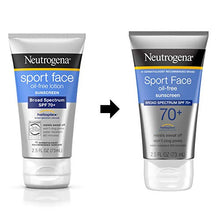 Load image into Gallery viewer, Neutrogena Sport Face Sunscreen, Oil-Free Sunscreen Lotion with Broad Spectrum UVA/UVB SPF 70+ Protection, Sweat-Resistant &amp; Water-Resistant Active Sport Sunscreen, 2.5 fl. oz
