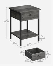 Load image into Gallery viewer, VASAGLE Nightstands Set of 2, Bedside Tables with Drawer, Side Tables, End Tables, for Bedroom, Office, Industrial, Stone Gray and Black ULET506B04
