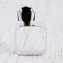 Load image into Gallery viewer, NOVICA Obsidian .925 Sterling Silver Taxco Ring, Facets'
