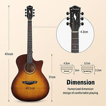 Load image into Gallery viewer, Donner Acoustic Guitar Beginner Full Size 41 Inch Soild Spruce Top Cutaway Grand Auditorium Adult Starter Bundle Kit with Gig Bag Strap Tuner Capo Pickguard String 4 Picks Cloth Right Hand
