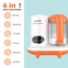 Load image into Gallery viewer, IKARE 6 in 1 Baby Food Maker, Infant Feeding Blender Puree Processor Grinder Steamer, Cook &amp; Blend Healthy Homemade Baby Food in Minutes, 25 Oz Tritan Stirring Cup, Touch Control Panel, Auto Shut-Off
