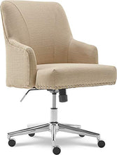 Load image into Gallery viewer, Serta Leighton Home Office Memory Foam, Height-Adjustable Desk Accent Chair with Chrome-Finished Stainless-Steel Base, Twill Fabric, Stoneware Beige

