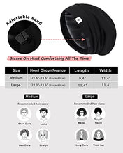 Load image into Gallery viewer, YANIBEST Silk Satin Bonnet Hair Cover Sleep Cap - Pure Black Adjustable Stay on Silk Lined Slouchy Beanie Hat for Night Sleeping
