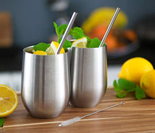 Load image into Gallery viewer, llumé Double Wall, Insulated, 2 12oz Stainless Steel Wine Tumbler with Lid, Straw, Cleaner Set- Dishwasher Safe Cups, For Hot/Cold Drinks, Coffee, Cocktail - Perfect Gift for Housewarming, Birthday

