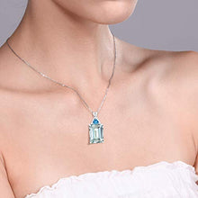 Load image into Gallery viewer, Gem Stone King Solid 10K White Gold Sky Blue Simulated Aquamarine and Swiss Blue Topaz Pendant Necklace For Women (6.92 Cttw with 18 Inch Chain)
